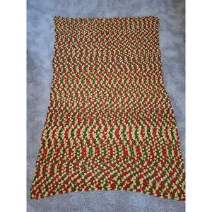 Afghan Handmade Crocheted‎ Blanket Multi Color 69" X 45" Red Green Yellow